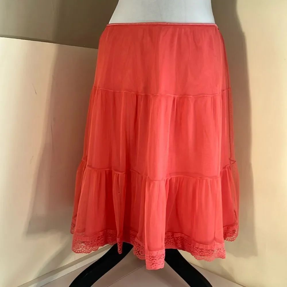 Gorgeous Ruffle and Lace trimmed Coral tiered Skirt in XL by Studio Y